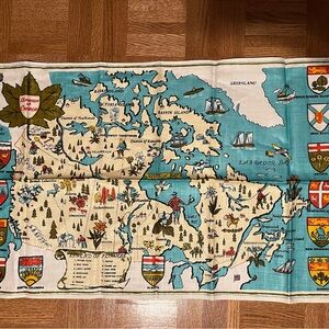 💎Vintage Linen Canada Map Tea Towel